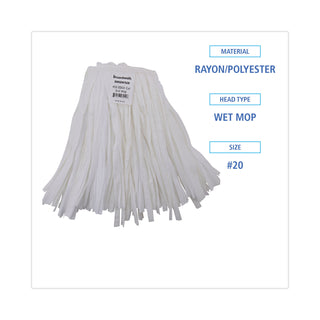 Boardwalk® Nonwoven Cut End Edge Mop, Rayon/Polyester, #20, White, 12/Carton (UNSBW2020)