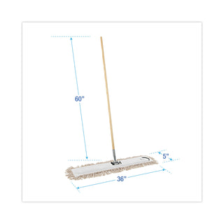 Boardwalk® Cotton Dry Mopping Kit, 36 x 5 Natural Cotton Head, 60" Natural Wood Handle (BWKM365C)