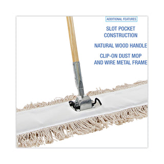 Boardwalk® Cotton Dry Mopping Kit, 36 x 5 Natural Cotton Head, 60" Natural Wood Handle (BWKM365C)