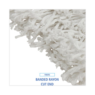 Boardwalk® Banded Rayon Cut-End Mop Heads, #24, White, 1.25" Headband, 12/Carton (RM03024SBW)