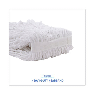 Boardwalk® Banded Rayon Cut-End Mop Heads, #24, White, 1.25" Headband, 12/Carton (RM03024SBW)