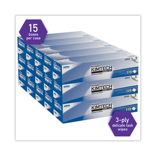 Kimtech™ Kimwipes Delicate Task Wipers, 3-Ply, 11.8 x 11.8, Unscented, White, 100/Box, 15 Boxes/Carton (34743KIM)