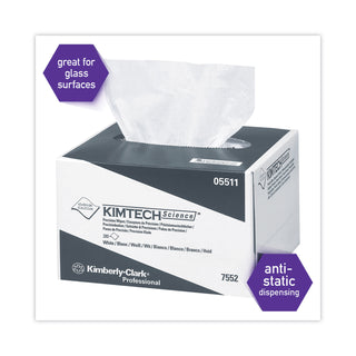 Kimtech™ Precision Wipers, POP-UP Box, 1-Ply, 4.4 x 8.4, Unscented, White, 280/Box, 60 Boxes/Carton (KCC05511)