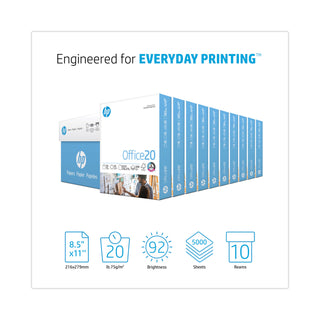 HP Office20 Paper, 92 Bright, 20lb, 8-1/2 x 11, White, 500/RM, 10/CT (HEW112101)