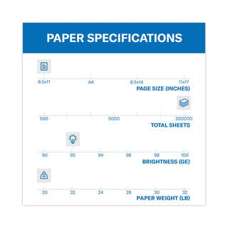 Hammermill® Tidal Print Paper, 92 Bright, 20lb, 8.5 x 11, White, 500 Sheets/Ream, 10 Reams/Carton, 40 Cartons/Pallet (HAM162008PLT)