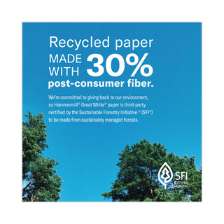 Hammermill® Great White 30 Recycled Print Paper, 92 Bright, 20lb, 11 x 17, White, 500/Ream (HAM86750)