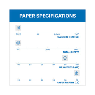 Hammermill® Premium Laser Print Paper, 98 Bright, 32lb, 8.5 x 11, White, 500/Ream (HAM104646) (HAM104646)