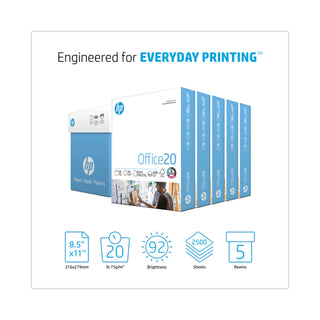 HP Office20 Paper, 92 Bright, 20lb, 8.5 x 11, White, 500 Sheets/Ream, 5 Reams/Carton (HEW172160)