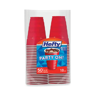 Hefty® Easy Grip Disposable Plastic Party Cups, 18 oz, Red, 50/Pack, 8 Packs/Carton (RFPC21895)