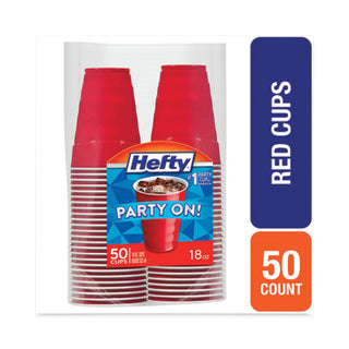 Hefty® Easy Grip Disposable Plastic Party Cups, 18 oz, Red, 50/Pack, 8 Packs/Carton (RFPC21895)