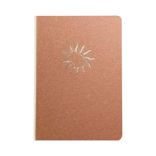 Denik Embossed Canvas Layflat Hardbound Journal, Gold Rise and Shine Artwork, Dotted Rule, Rose-Brown/Cream Cover, 7 x 5, 64 Sheets (DNKCET569D)