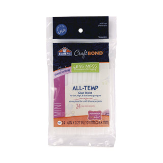 Elmer's® CraftBond Less Mess All-Temp Glue Sticks, 0.27" x 4", Dries Clear, 24/Pack (EPIE6055)