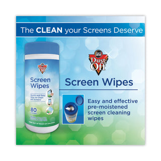 Dust-Off® Premoistened Monitor Cleaning Wipes, Cloth, 6 x 6.5, 80/Tub (FALDSCT)