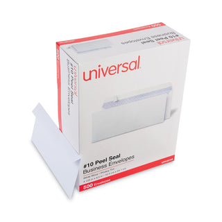 Universal® Peel Seal Strip Security Tint Business Envelope, #10, Square Flap, Self-Adhesive Closure, 4.25 x 9.63, White, 500/Box (UNV36105)