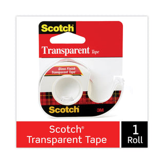 Scotch® Transparent Tape In Handheld Dispenser, 1" Core, 0.5" x 37.5 ft, Transparent (MMM144)