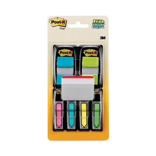 Post-it® Page Flag Value Pack, Assorted, 96 1/2" Arrow, 100 1" Flags, 12 2" Filing Tabs (MMM680BBBGA4VA)