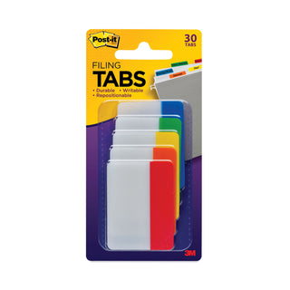 Post-it® Tabs, 1/5-Cut Tabs, Assorted Primary Colors, 2" Wide, 30/Pack (MMM686ROYGB)