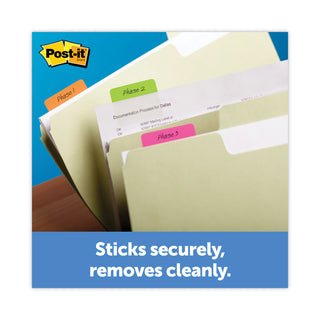 Post-it® Tabs, 1/5-Cut Tabs, Assorted Primary Colors, 2" Wide, 30/Pack (MMM686ROYGB)