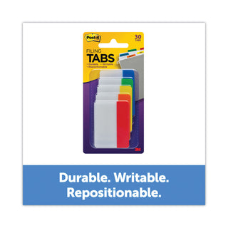 Post-it® Tabs, 1/5-Cut Tabs, Assorted Primary Colors, 2" Wide, 30/Pack (MMM686ROYGB)