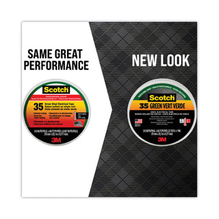 3M™ Scotch 35 Vinyl Electrical Color Coding Tape, 3" Core, 0.75" x 66 ft, Green (500-10851)