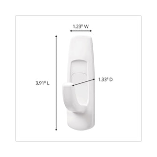 Command™ General Purpose Hooks, Large, 5 lb Cap, White, 1 Hook and 2 Strips/Pack (MMM17003)
