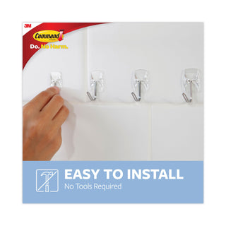 Command™ Clear Hooks and Strips, Plastic/Metal, Small, 40 Hooks and 48 Strips/Pack (MMM17067CLRS40N)