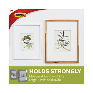 Command™ Picture Hanging Strips, Value Pack, Removable, (8) Large 0.63 x 3.63 Pairs, (4) Medium 0.5 x 2.75 Pairs, White (MMM17209ES)