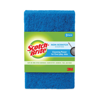 Scotch-Brite® Non-Scratch Scour Pads, Size 3 x 6, Blue, 10/Carton (MMM62310)