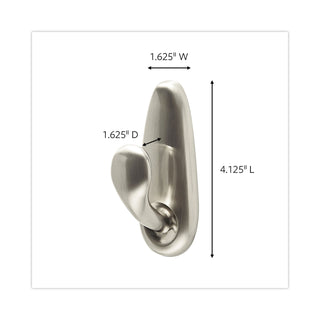 Command™ Adhesive Mount Metal Hook, Large, Brushed Nickel Finish, 2 Hooks and 4 Strips/Pack (MMMFC13BN2ES)