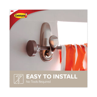 Command™ Adhesive Mount Metal Hook, Large, Brushed Nickel Finish, 2 Hooks and 4 Strips/Pack (MMMFC13BN2ES)