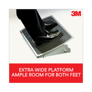 3M™ Adjustable Steel Footrest, Nonslip Surface, 22w x 14d x 4-3/4h, Black/Charcoal (MMMFR530CB)