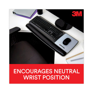 3M™ Antimicrobial Gel Mouse Pad/Keyboard Wrist Rest Platform, 25.5 x 10.6, Black/Silver (MMMWR422LE)