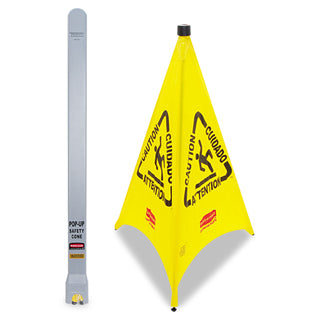 Rubbermaid® Commercial Three-Sided Caution, Wet Floor Safety Cone, 21w x 21d x 30h, Yellow (RUB9S0100YL)