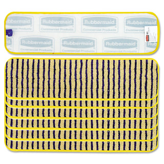 Rubbermaid® Commercial Microfiber Scrubber Pad, Vertical Polyprolene Stripes, 18", Yellow, 6/Carton (RCPQ810YEL)