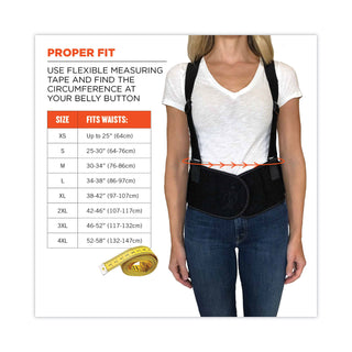 ergodyne® ProFlex 1600 Standard Elastic Back Support Brace, X-Small, 20" to 25" Waist, Black (EGO11101)