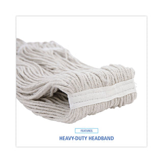 Boardwalk® Mop Head, Premium Standard Head, Cotton Fiber, 32oz, White, 12/Carton (BWK232C)