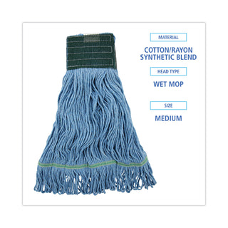 Boardwalk® Mop Head, Premium Standard Head, Cotton/Rayon Fiber, Medium, Blue, 12/Carton (UNS402BL)