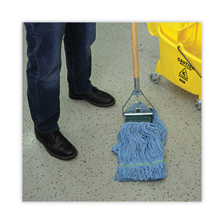 Boardwalk® Mop Head, Premium Standard Head, Cotton/Rayon Fiber, Medium, Blue, 12/Carton (UNS402BL)