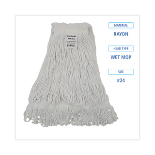 Boardwalk® Pro Loop Web/Tailband Wet Mop Head, Rayon, #24 Size, White, 12/Carton (UNS4024RCT)