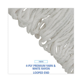 Boardwalk® Pro Loop Web/Tailband Wet Mop Head, Rayon, #24 Size, White, 12/Carton (UNS4024RCT)