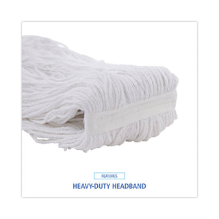 Boardwalk® Pro Loop Web/Tailband Wet Mop Head, Rayon, #24 Size, White, 12/Carton (UNS4024RCT)