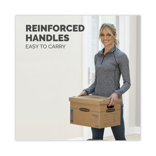 Bankers Box® SmoothMove Classic Moving/Storage Box Kit, Half Slotted Container (HSC), Assorted Sizes: (8) Small, (4) Med, Brown/Blue,12/CT (FEL7716401)