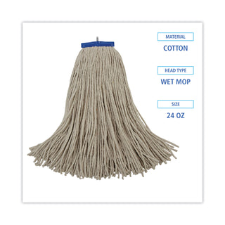 Boardwalk® Cut-End Lie-Flat Wet Mop Head, Cotton, 24oz, White (UNS724C)