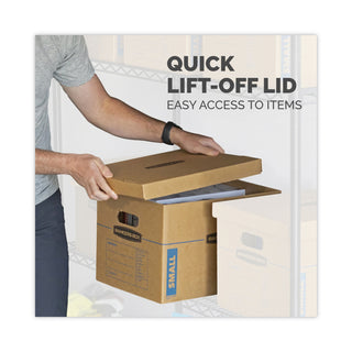 Bankers Box® SmoothMove Classic Moving/Storage Boxes, Half Slotted Container (HSC), Large, 17" x 21" x 17", Brown/Blue, 5/Carton (FEL7718201)