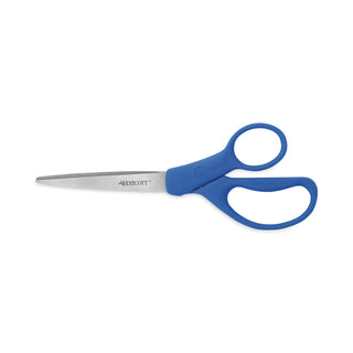 Westcott® Preferred Line Stainless Steel Scissors, 8" Long, 3.5" Cut Length, Blue Straight Handles, 2/Pack (ACM15452)