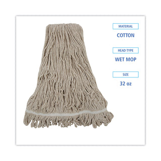 Boardwalk® Mop Head, Pro Loop Web/Tailband, Premium Standard Head, Cotton, 32-Oz., White (BWK432C)