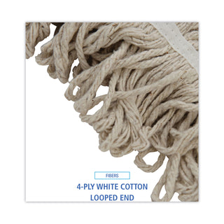 Boardwalk® Mop Head, Pro Loop Web/Tailband, Premium Standard Head, Cotton, 32-Oz., White (BWK432C)