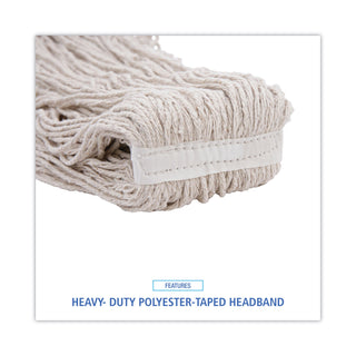 Boardwalk® Mop Head, Pro Loop Web/Tailband, Premium Standard Head, Cotton, 32-Oz., White (BWK432C)