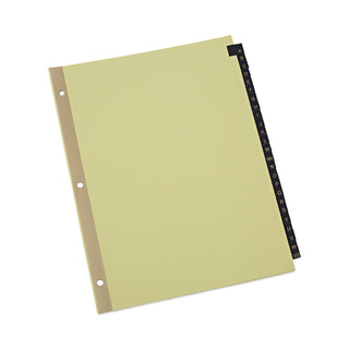 Universal® Deluxe Preprinted Simulated Leather Tab Dividers with Gold Printing, 25-Tab, A to Z, 11 x 8.5, Buff, 1 Set (UNV20821)