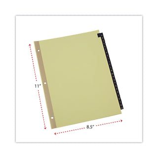 Universal® Deluxe Preprinted Simulated Leather Tab Dividers with Gold Printing, 25-Tab, A to Z, 11 x 8.5, Buff, 1 Set (UNV20821)